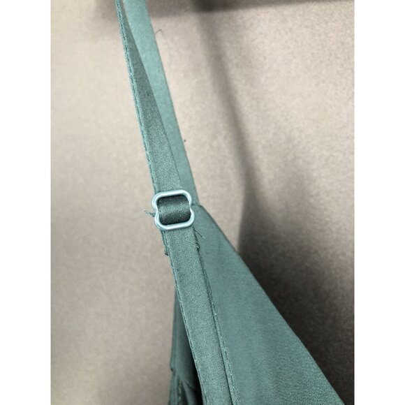 Lulus Women's Front Slit Satin Maxi Dress S Teal Green Formal Dance Bridesmaid - Picture 4 of 12